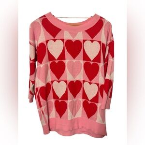 Cable & Gauge Pink and Red Heart Sweater